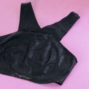 Black Faux Leather Crop Top
